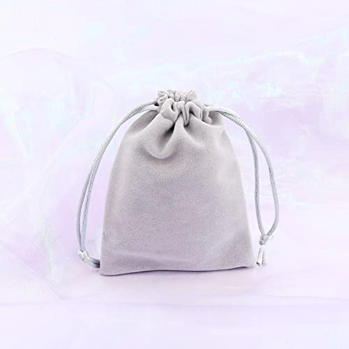 50 Stück/Los, 7 x 9 cm, grauer Samtbeutel, kleine Schmuckbeutel, Anhänger, Schmuckverpackung, Samtbeutel mit Kordelzug – (Farbe: Grau/Größe: 9 x 12 cm) von COMPONENT-NKA
