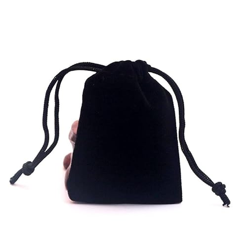 50 Stück/Los, 7 x 9 cm, grauer Samtbeutel, kleine Schmuckbeutel, Anhänger, Schmuckverpackung, Samtbeutel mit Kordelzug – (Farbe: Schwarz/Größe: 7 x 9 cm) von COMPONENT-NKA
