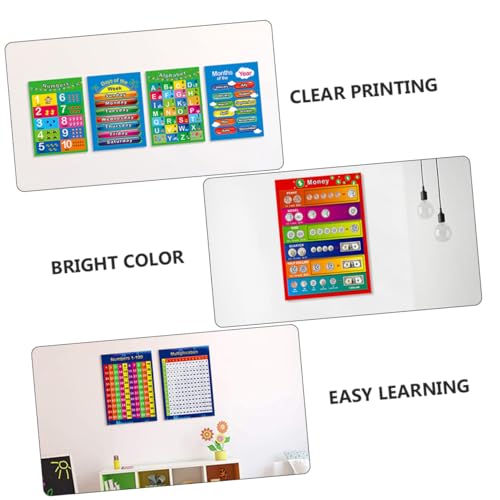 COMPUKAS 12 Stück Teiliges Pädagogisches Vorschulposter Englischem Alphabet Zahlen und Bunten Lernmotiven Langlebig Farbintensiv für Kindergarten Kinderzimmerdekoration von COMPUKAS