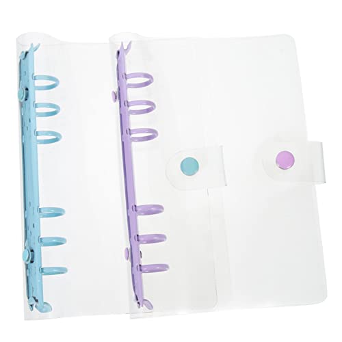 COMPUKAS 2 Stück PVC Loseblatt notizbuch Hülle Transparent Abnehmbar Ringordner Umschlag in und Himmelblau Schützend Vielseitig für Schule und Bürobedarf von COMPUKAS