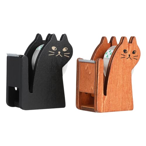 COMPUKAS 2 Stück Teiliges Katzenform Klebeband Abroller aus Holz Praktischer Tape Cutter und Desktop Tape Holder Niedlicher Kleberoller für Büro Home Office und Bastelprojekte COMPUKAS 2 Stück Teiliges Katzenform Klebeband Abroller aus Holz Praktischer Tape Cutter und Desktop Tape Holder Niedlicher Kleberoller für Büro Home Office und Bastelprojekte von COMPUKAS