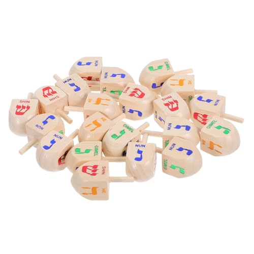 COMPUKAS 20 Stück Chanukka Dreidel – Handgefertigte Holzkreisel Für Religiöse Spiele Und Feiern Familienzusammenhalt Heimdekoration von COMPUKAS