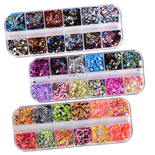 COMPUKAS 3 Boxen Ultra Dünne Nagelkunst Pailletten Boxen mit Bunten Runden Dekorationen für Kreative Nail Art für DIY Nageldesign und Professionelle Maniküre COMPUKAS 3 Boxen Ultra Dünne Nagelkunst Pailletten Boxen mit Bunten Runden Dekorationen für Kreative Nail Art für DIY Nageldesign und Professionelle Maniküre von COMPUKAS