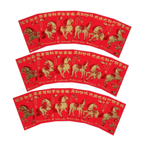 COMPUKAS 30 Stück Chinesische Neujahrs Rotumschläge Umschläge Jahr Des Pferdes Geprägt Reißfest Traditionell Vielseitig für Frühlingsfest Hochzeit Geburtstag von COMPUKAS