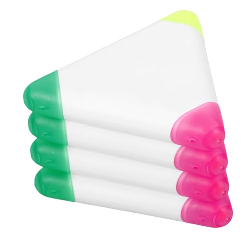 COMPUKAS 4 Stück Teiliges Dreieckige Fluoreszierende Highlighter Stifte Kleine Bunte Marker mit Feiner Spitze für Präzises Markieren als Buch Lernmarker für Schule und Büro von COMPUKAS