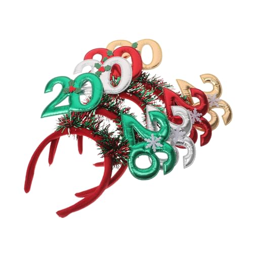 COMPUKAS 4 Stück Teiliges Silvester Stirnband Glitzernde Weihnachts Neujahrs-haarreifen in Rot Gold Grün Silber Festliche Party-haaraccessoires für Silvesterfeiern und Fotorequisiten von COMPUKAS