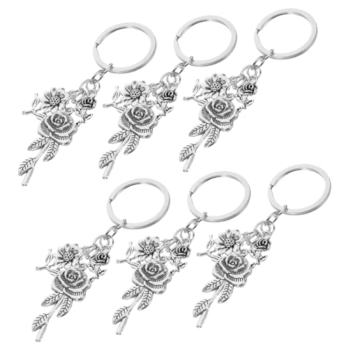 COMPUKAS 6 Stück Blumen Schlüsselanhänger Süßer Taschenanhänger – Ästhetischer Anhänger Für Rucksäcke Geldbörsen Und Autoschlüssel Geldbörse Taschenzubehör Silber COMPUKAS 6 Stück Blumen Schlüsselanhänger Süßer Taschenanhänger – Ästhetischer Anhänger Für Rucksäcke Geldbörsen Und Autoschlüssel Geldbörse Taschenzubehör Silber von COMPUKAS