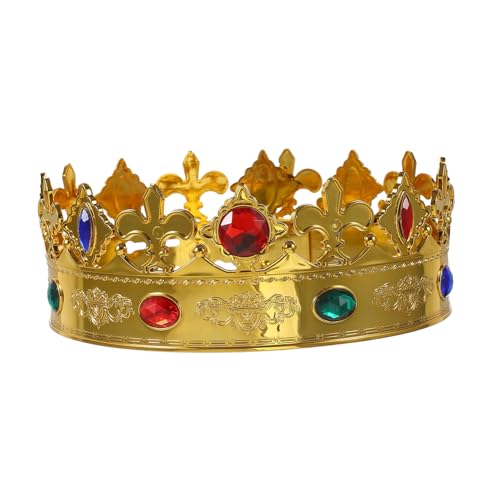 COMPUKAS Königskrone Party Kopfschmuck Goldene Krone mit Funkelnden Diamanten für Halloween Kostüm Geburtstag Bühnenperformance Zubehör von COMPUKAS