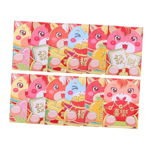 COMPUKAS Pack Chinesische Neujahrsumschläge Frühlingsfest Rote Hong Bao mit Cartoon Pferdemotiv Langlebige Papierumschläge für Lunar Year und COMPUKAS Pack Chinesische Neujahrsumschläge Frühlingsfest Rote Hong Bao mit Cartoon Pferdemotiv Langlebige Papierumschläge für Lunar Year und von COMPUKAS
