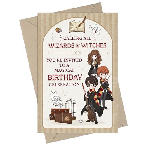 CON*QUEST Harry Potter Zauberer & Hexen zum Ausfüllen magischer Geburtstagseinladungen und Umschlagbox-Set, enthält 20 leere Einladungen und 20 entsprechende Umschläge, 10,2 x 15,2 cm, offizielles CON*QUEST Harry Potter Zauberer & Hexen zum Ausfüllen magischer Geburtstagseinladungen und Umschlagbox-Set, enthält 20 leere Einladungen und 20 entsprechende Umschläge, 10,2 x 15,2 cm, offizielles von CON*QUEST