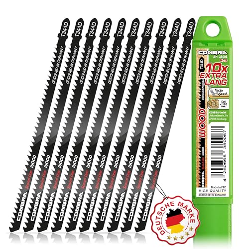 CONBRA® Stichsägeblätter Holz (10x T344D) - Exakte Kurvenschnitte - Ideal für Bosch PST 700 E, GST 150 BCE, PST 1000 PEL - Stichsäge Blätter von CONBRA