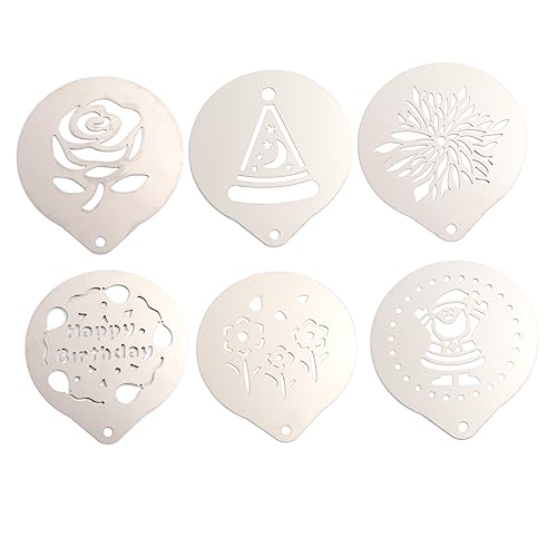 CONGARTENO 1 Satz 6 Stück Cappuccino-Kunstvorlagen kaffeeschablone coffee art coffee accessories Cappuccino Dekoration Latte Art Schablonen kaffeezubehör drücken Milch Silver CONGARTENO 1 Satz 6 Stück Cappuccino-Kunstvorlagen kaffeeschablone coffee art coffee accessories Cappuccino Dekoration Latte Art Schablonen kaffeezubehör drücken Milch Silver von CONGARTENO