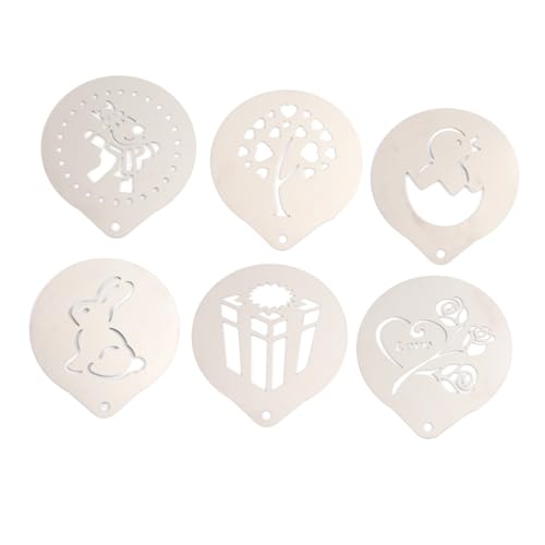 CONGARTENO 1 Satz 6 Stück Cappuccino-kunstvorlagen Kaffee-kunst-schablonen Kaffee-schablonenvorlage Lustige Kaffeeschablonen Latte-art-vorlage Kaffeedekorationsschablone Milch Silver CONGARTENO 1 Satz 6 Stück Cappuccino-kunstvorlagen Kaffee-kunst-schablonen Kaffee-schablonenvorlage Lustige Kaffeeschablonen Latte-art-vorlage Kaffeedekorationsschablone Milch Silver von CONGARTENO