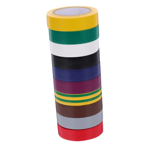 CONGARTENO 10 Rollen Isolierband Elektriker Klebeband PVC Mehrzweck Elektrische Isolierung Kabelschutz Auto Industrie Anwendungen mit Haftung und Einfacher Handhabung von CONGARTENO
