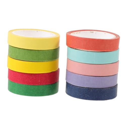 CONGARTENO 10 Rollen Regenbogen Washi Tape Klebeband Abreißbar Rückstandsfrei Vielseitig für DIY Scrapbooking Tagebuch Dekoration Basteln Praktische Bunte Klebestreifen für Kreative von CONGARTENO
