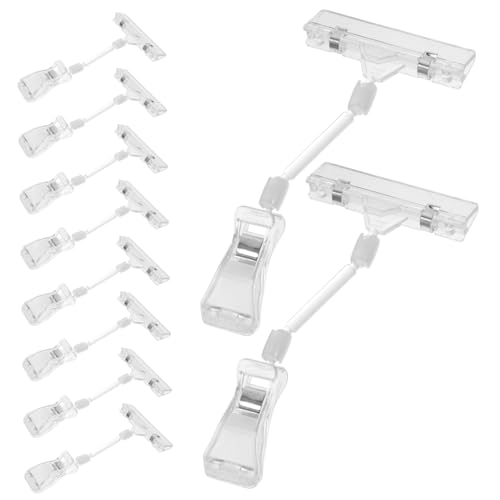CONGARTENO 10 Stück Drehbare Preisschildhalter aus Transparentem Doppelseitige Verkaufsklammern für Einkaufszentren Supermärkte Etiketten und Namensschilder Flexibel Anpassbar von CONGARTENO