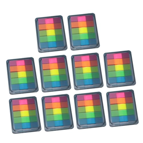 CONGARTENO 10 Stück Fluoreszierende Index Label Haftnotizen Selbstklebend Pet Material Wiederverwendbar Bunt für Büro Schule Markierung von und Dokumenten von CONGARTENO