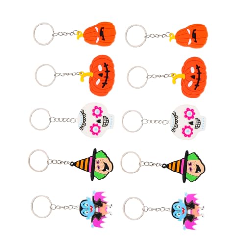 CONGARTENO 10 Stück Halloween Schlüsselanhänger PVC Cartoon Anhänger Festival Deko Accessoires Mix Stil Kleine Geschenkideen für Party und Alltag von CONGARTENO