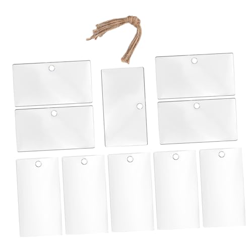 CONGARTENO 10 Stück Teiliges Acryl etiketten Juteseil Wiederverwendbare Waschbare Transparente Aufhängeetiketten für Aufbewahrungskörbe Vielseitig Nutzbar zur Organisation und Beschriftung von CONGARTENO