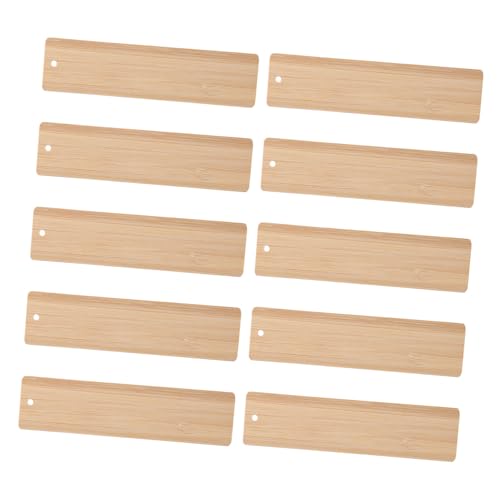 CONGARTENO 10 Stück Teiliges Bambus Lesezeichen Blanko mit Aufhängeöse DIY Bastelrohlinge Naturbelassene Bambus Etiketten für Personalisierte Geschenke und Kreative Buchmarker von CONGARTENO