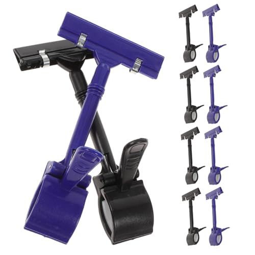 CONGARTENO 10 Stück Teiliges Doppelseitiges Preisschildhalter mit Kugelgelenk Vielseitige Etikettenclips für Ladenregale Supermärkte Obststände Beschriftbar Schwarz und Blau für von CONGARTENO