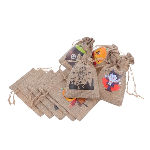 CONGARTENO 10 Stück Teiliges Halloween Süßigkeitensäckchen Wiederverwendbare Kordelzug Taschen aus Jute mit Halloween Motiven für Trick Treat Partygeschenke und Festliche Dekorationen CONGARTENO 10 Stück Teiliges Halloween Süßigkeitensäckchen Wiederverwendbare Kordelzug Taschen aus Jute mit Halloween Motiven für Trick Treat Partygeschenke und Festliche Dekorationen von CONGARTENO