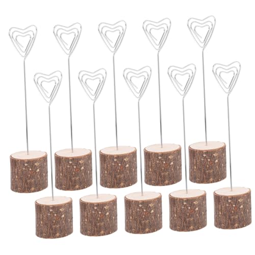 CONGARTENO 10 Stück Teiliges Holz Fotohalter mit Stabilem Eisenclip Mini Tischkartenhalter für Hochzeit Memo und Bildhalter Stabiler Ständer für Notizen und Platzkarten von CONGARTENO