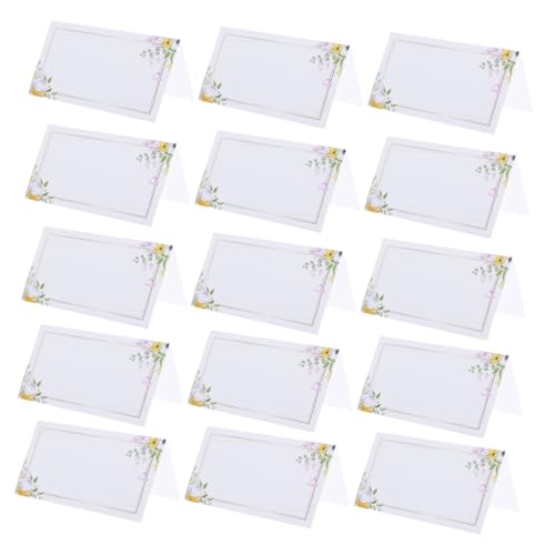 CONGARTENO 100 Stück Blumige Sitzkarten für Hochzeiten und Shower Faltbare Namenskarten aus Stabilem Papier für Empfang Bankett und Dinner Party Tischdeko mit Schreibfläche von CONGARTENO