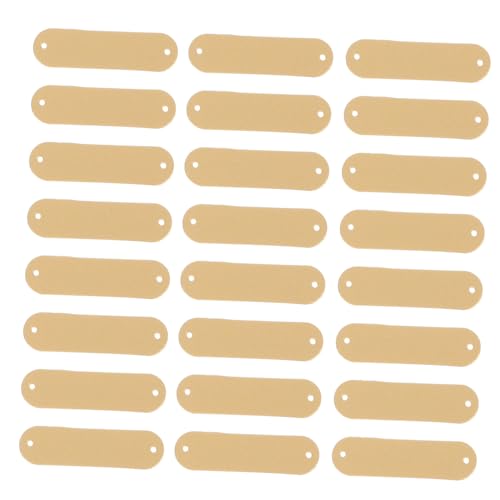 CONGARTENO 100 Stück Handmade PU Leder Etiketten mit Löchern Gelb Robuste DIY Kleidung Labels zum Nähen für Jeans Hüte Taschen Handgemachte Verzierungen Bastelprojekte von CONGARTENO
