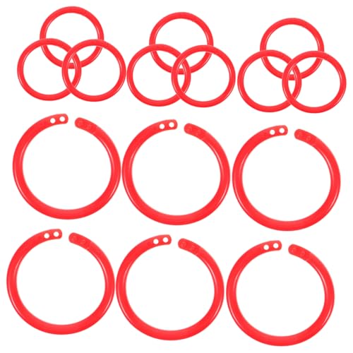 CONGARTENO 100 Stück Kunststoff Buchbinderinge Innenmaß Rot Flexible Doppelte Verschlussringe für Lose DIY Notizbuch Karteikarten Schlüsselanhänger Vielseitig Einsetzbar von CONGARTENO