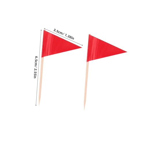 CONGARTENO 100 Stück Rote Kleine Zahnstocher Flaggen Dreieckig Stabile Food Picks für Cupcakes Obst Käse Party Dekoration von CONGARTENO