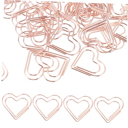 CONGARTENO 100 Stück Teiliges Kleine Herz Büroklammern aus Stabilem Metall in Roségold Kreative Papierclips für Büro Schule und Scrapbooking Praktische Lesezeichen und Dokumentenhalter von CONGARTENO