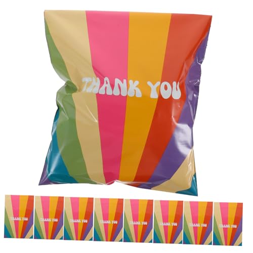 CONGARTENO 100 Stück Versandbeutel für Kleidung Bunte Wasserdichte Express Versandtaschen mit Starkem Selbstklebverschluss Bedruckt mit Dankeschön Stabile Mailer Umschläge von CONGARTENO
