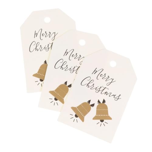 CONGARTENO 100 Stück Weihnachts Geschenkanhänger aus Robustem Material DIY Kreative Merry Christmas Lesezeichen Karten mit Glockenmotiv Vielseitige Weihnachtsdeko für Geschenke und von CONGARTENO