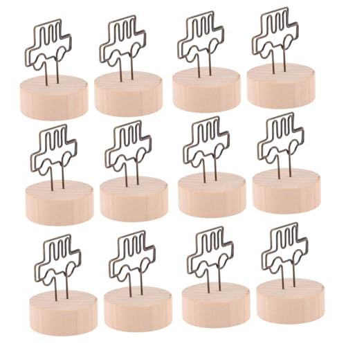 CONGARTENO 12 Stück Memo Clip Ständer mit Holz und Eisenbasis Multifunktionale Kartenhalter für Notizen Fotos Visitenkarten Tischdekoration für Büro Party Zuhause von CONGARTENO