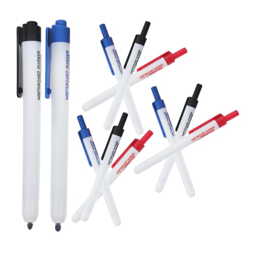CONGARTENO 12 Stück Teiliges Druckbarer Abwischbarer Whiteboard Marker in Rot Blau und Schwarz für Schule Büro und Zuhause Vielseitige Schnell Trocknende Schreibstifte mit Ergonomischem von CONGARTENO