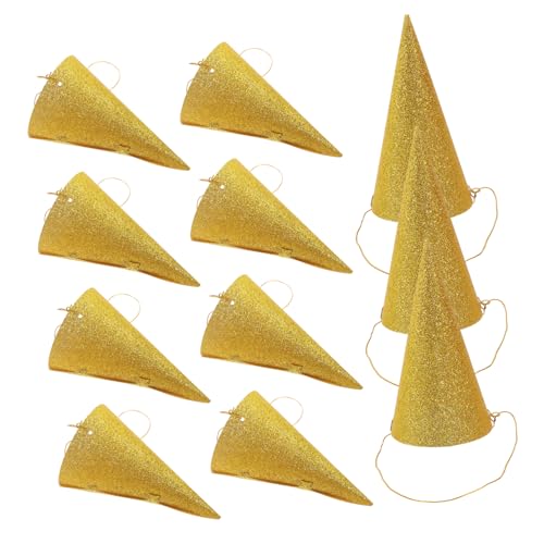 CONGARTENO 12 Stück Teiliges Glitzer Partyhüte Kegelhüte in Gold Mini für Erwachsene mit Langem Band Geburtstagskrone Partydekoration für Geburtstagsfeiern Hochzeiten und CONGARTENO 12 Stück Teiliges Glitzer Partyhüte Kegelhüte in Gold Mini für Erwachsene mit Langem Band Geburtstagskrone Partydekoration für Geburtstagsfeiern Hochzeiten und von CONGARTENO