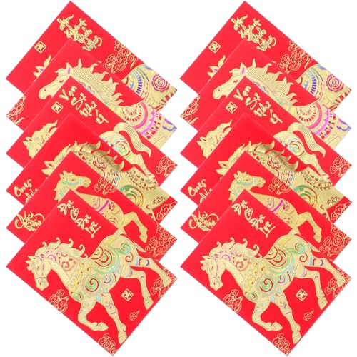 CONGARTENO 120 Stück Rote Umschläge aus Papier für Chinesisches Neujahr Jahr Des Pferdes Vietnamesisch Bedruckt Hong Bao Geldumschachteln für Frühlingsfest Geburtstag Party Glückswünsche von CONGARTENO