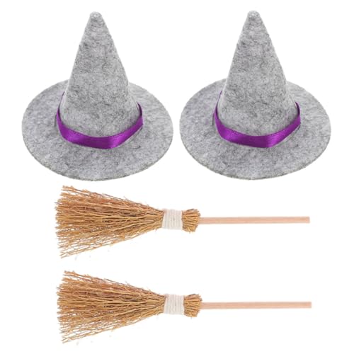 CONGARTENO 2 Sätze Mini Hexenhüte und Kleine Besen Teilig Detailreiche Miniatur Halloween Party Deko für Puppenhaus Realistische Hexenhut und Besen Modelle DIY Accessoire für Grusel CONGARTENO 2 Sätze Mini Hexenhüte und Kleine Besen Teilig Detailreiche Miniatur Halloween Party Deko für Puppenhaus Realistische Hexenhut und Besen Modelle DIY Accessoire für Grusel von CONGARTENO