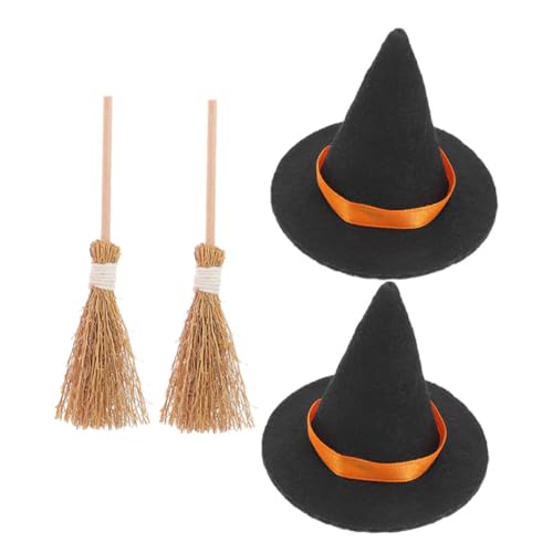 CONGARTENO 2 Sätze Mini Hexenhut Teilig mit Kleinen Schwarzen Hexenhüten und Mini Besen aus Natürlichem Stroh Dekorativ für Halloween Basteln Puppenhaus Mikro Landschaft und DIY Dekoration CONGARTENO 2 Sätze Mini Hexenhut Teilig mit Kleinen Schwarzen Hexenhüten und Mini Besen aus Natürlichem Stroh Dekorativ für Halloween Basteln Puppenhaus Mikro Landschaft und DIY Dekoration von CONGARTENO