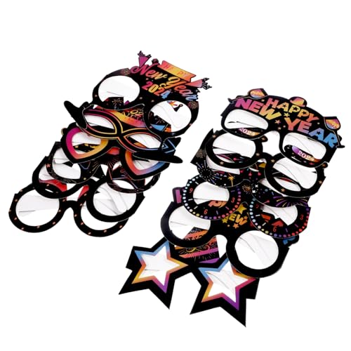 CONGARTENO 2 Sätze Neujahrsbrillen Partyzubehör Papierbrillen Lustige Fotorequisiten für Erwachsene und Jugendliche Silvester Feier Dekoration von CONGARTENO