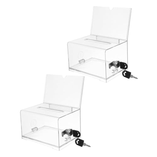 CONGARTENO 2 Stück Abschließbare Donation Box Großer Kartenhalter mit Hoher Kapazität Robuster Organizer für Visitenkarten Praktisches Aufbewahrungssystem für Büro und Zuhause Tragbare von CONGARTENO