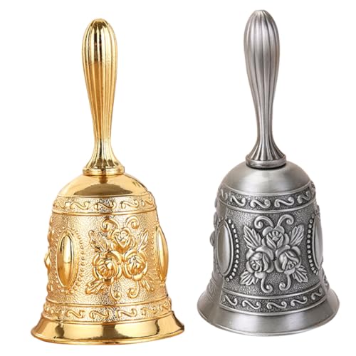 CONGARTENO 2 Stück Handglocke aus Zinklegierung Lauter Klang Europäischer Stil Serviceglocke für Restaurant Bar Hotel Vielseitig Einsetzbar für Kundenservice und Schulsignale CONGARTENO 2 Stück Handglocke aus Zinklegierung Lauter Klang Europäischer Stil Serviceglocke für Restaurant Bar Hotel Vielseitig Einsetzbar für Kundenservice und Schulsignale von CONGARTENO