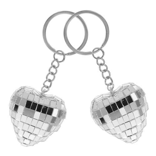 CONGARTENO 2 Stück Herzförmiger Disco Ball Schlüsselanhänger Silberfarbene Spiegelkugel Partydeko und Partygeschenk für Disco Partys Geburtstage und Feiertage CONGARTENO 2 Stück Herzförmiger Disco Ball Schlüsselanhänger Silberfarbene Spiegelkugel Partydeko und Partygeschenk für Disco Partys Geburtstage und Feiertage von CONGARTENO