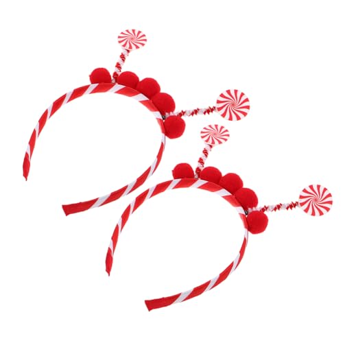 CONGARTENO 2 Stück Lollipop Haarreifen mit Bunten Pompoms und Zuckerstangen Leichte Kostüm-haarbänder für Festliche Party-accessoires für Halloween und Weihnachtsfeiern von CONGARTENO