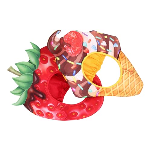 CONGARTENO 2 Stück Plüsch Erdbeer Eiscreme-hüte Lustige Kostüm-kopfbedeckungen aus Weichem Material Halloween Party Foto Requisiten für Erwachsene Kreatives Familienkostüm von CONGARTENO