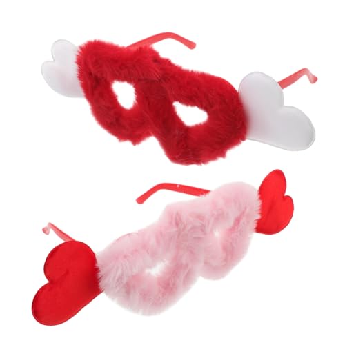 CONGARTENO 2 Stück Plüsch Herz Sonnenbrillen Kuschelig Weiche Velvet Shades Lustige Partybrille Valentinstag Geburtstagsdeko Spaßige Neuheitsbrillen von CONGARTENO