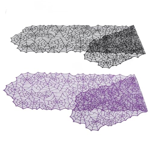 CONGARTENO 2 Stück Spinnennetz Tischflaggen Teiliges aus Gestrickter Spitze Schwarz und Violett Faltenresistent Dekorativ für Halloween und Weihnachtsfeiern Vielseitige Partydeko CONGARTENO 2 Stück Spinnennetz Tischflaggen Teiliges aus Gestrickter Spitze Schwarz und Violett Faltenresistent Dekorativ für Halloween und Weihnachtsfeiern Vielseitige Partydeko von CONGARTENO