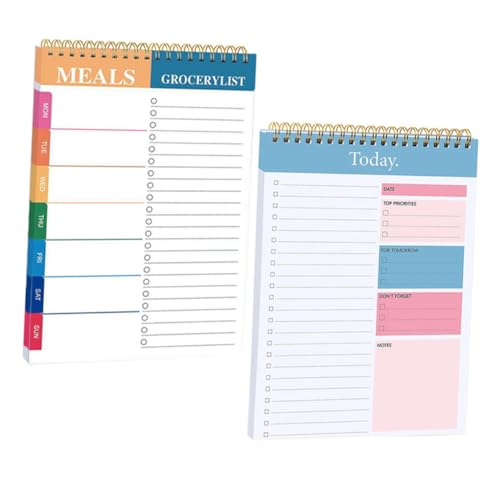 CONGARTENO 2 Stück Teiliges Daily Planner Notizblock Spiralbindung Undatiertes To Do Listen Notizbuch mit Feinem für Büro Schule und Zuhause Tragbarer Zeitmanagement Planer CONGARTENO 2 Stück Teiliges Daily Planner Notizblock Spiralbindung Undatiertes To Do Listen Notizbuch mit Feinem für Büro Schule und Zuhause Tragbarer Zeitmanagement Planer von CONGARTENO