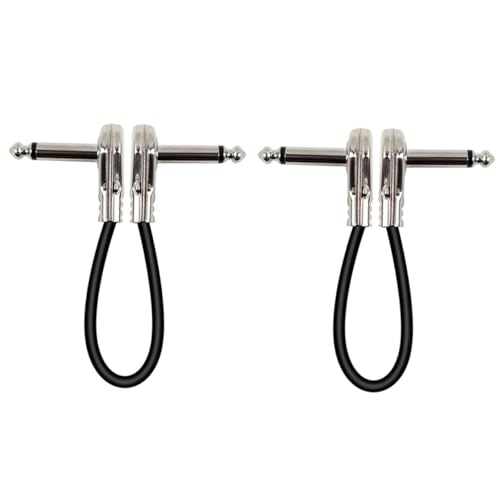 CONGARTENO 2 Stück Teiliges Gitarren Signal Patchkabel Silberbeschichtet Flachstecker Langlebig Geräuscharm Gitarre Bass Effektpedale Geeignet Musikalische Instrumente Bühne Straßenmusik von CONGARTENO